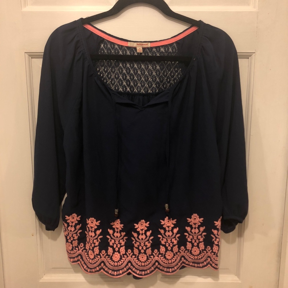 Blue embroidered blouse